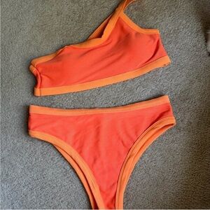SHEIN Orange One-Shoulder Bikini